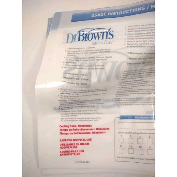 Dr Browns Natural Flow Microwave Steam Sterilizer Bags Quantity 5 - Picture 9 of 12